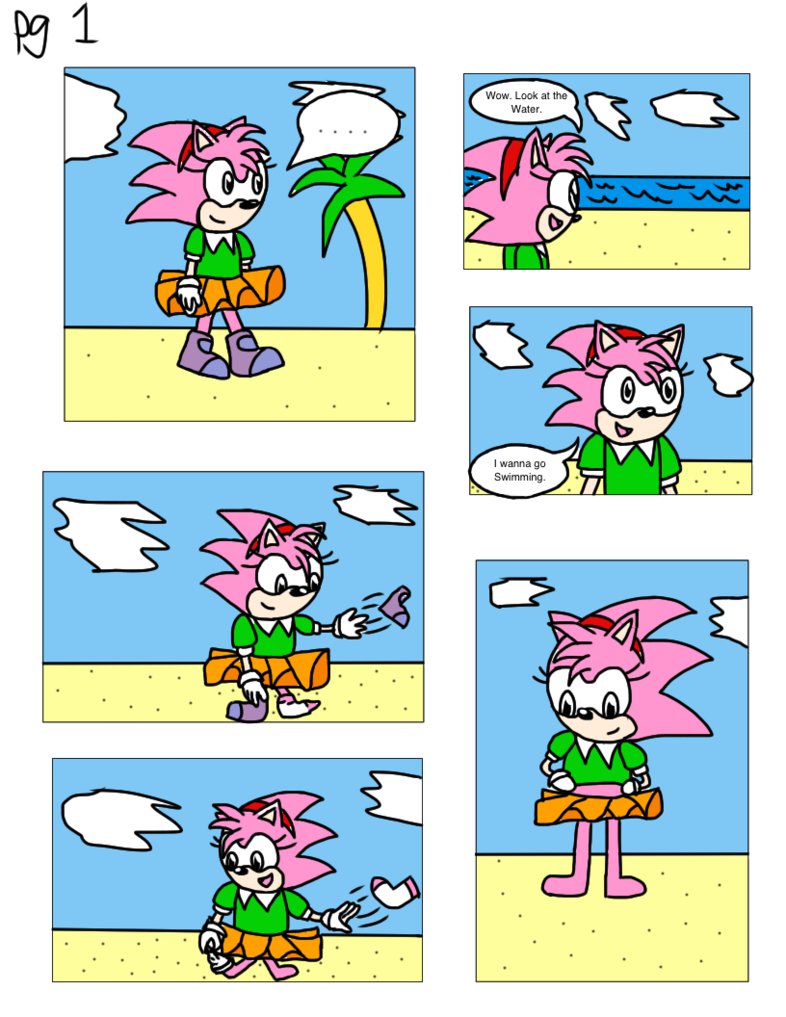 Classic Amy: Fun at the Beach Comic Page 1 by 2crazy4summer26 < Submission  | Inkbunny, the Furry Art Community