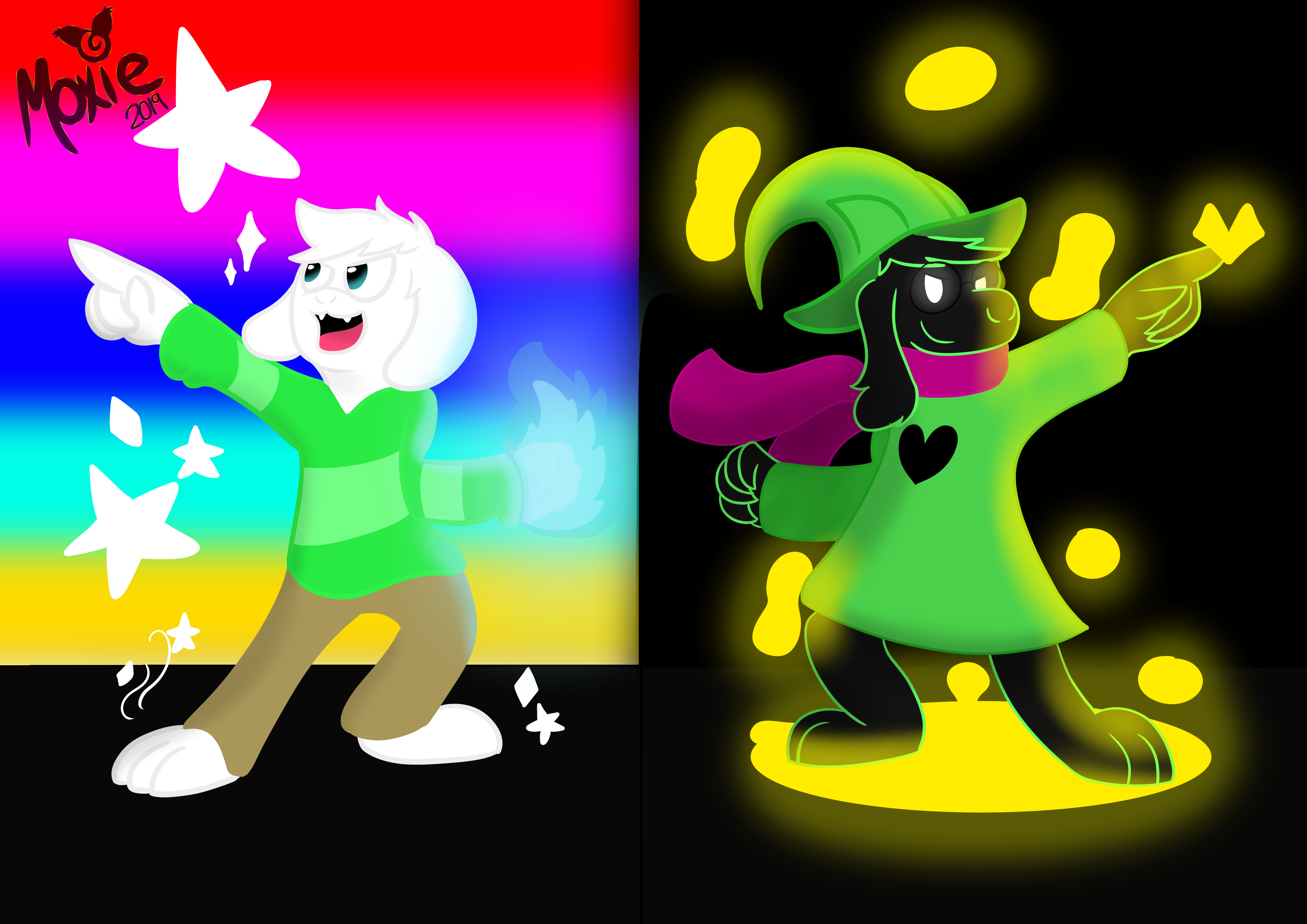 Asriel y Ralsei by MoxiePawler