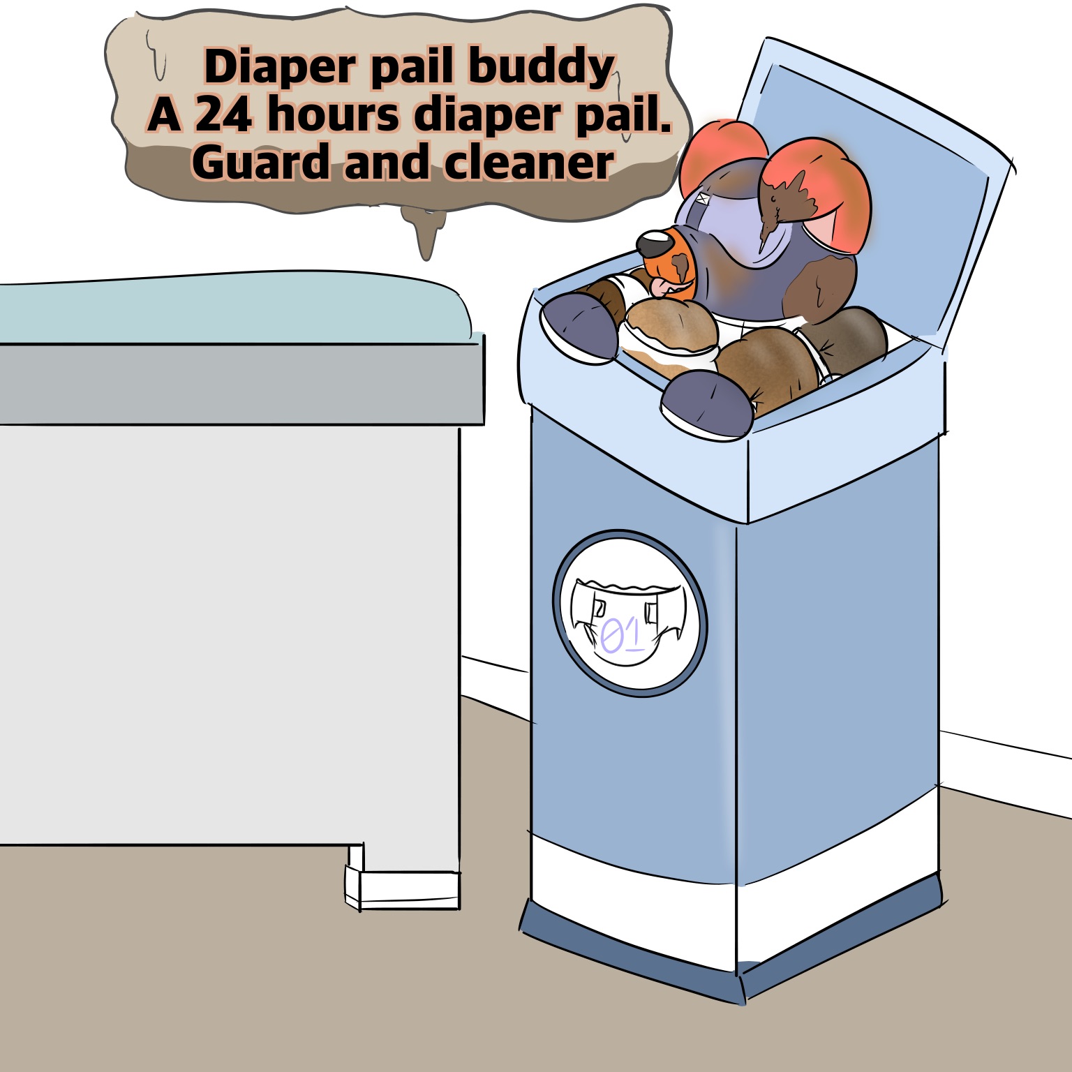 Diaper pail buddy by Darnell < Submission | Inkbunny, the Furry Art  Community