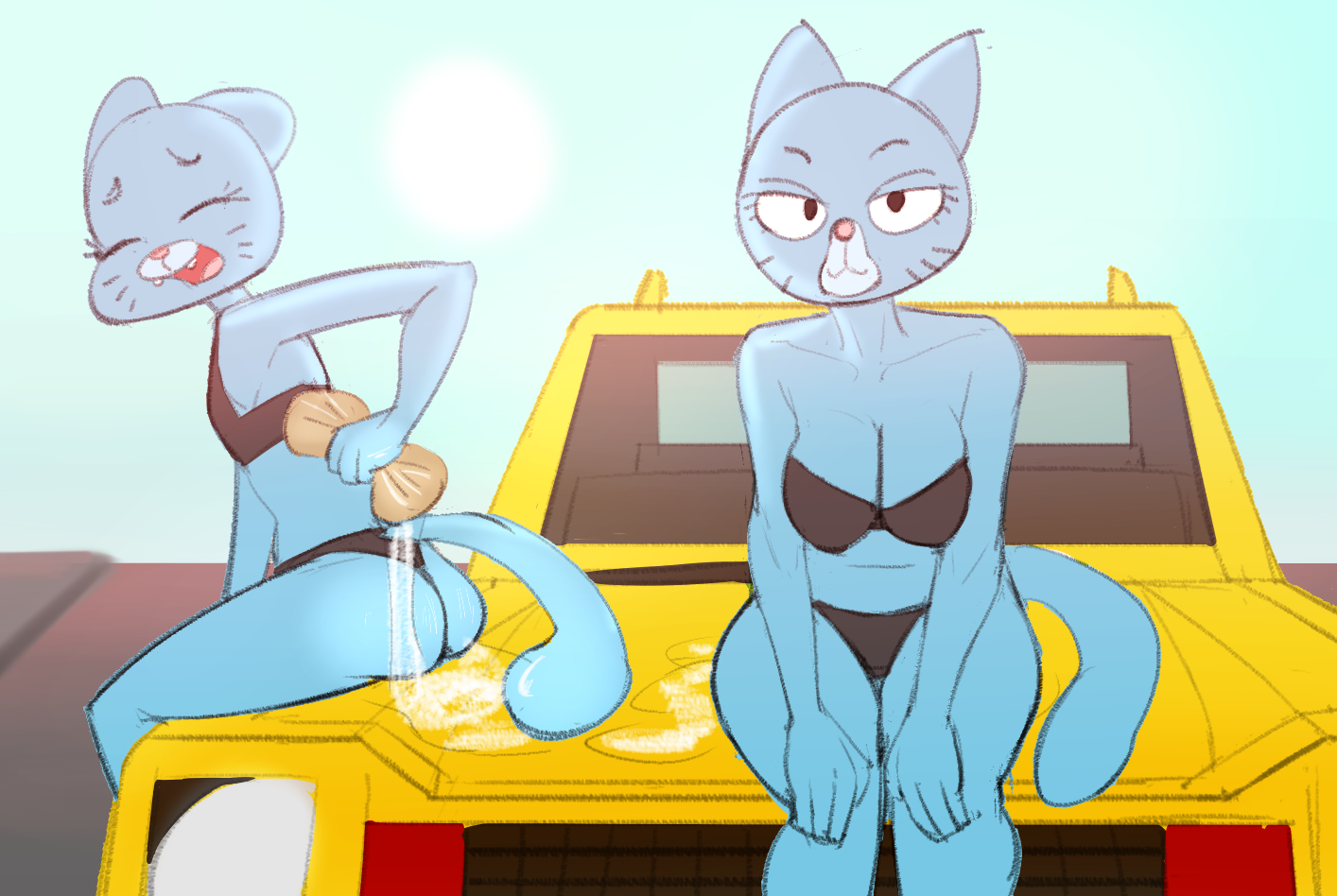 catday: mary/nicole carwashing by zambs < Submission | Inkbunny, the Furry  Art Community