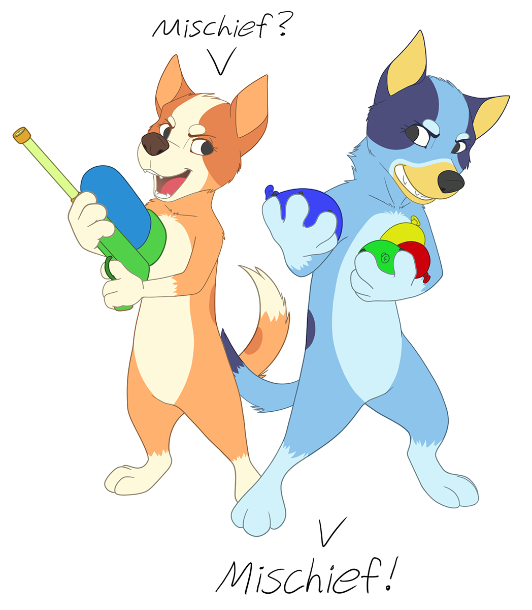 Bingo and Bluey getting ready for shenanigans! by misterpickleman