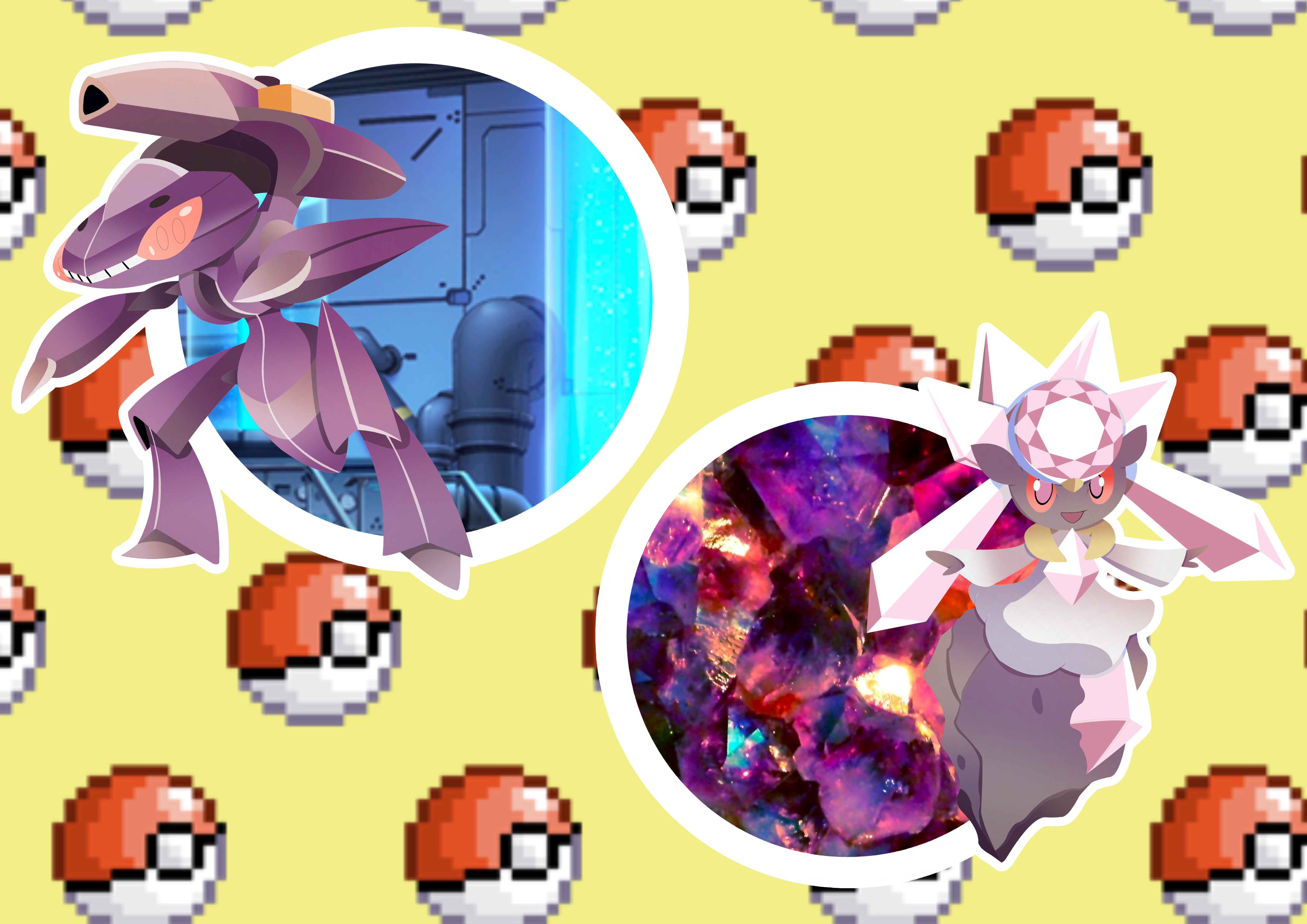 Genesect & Diancie Stickers Design By Edonova