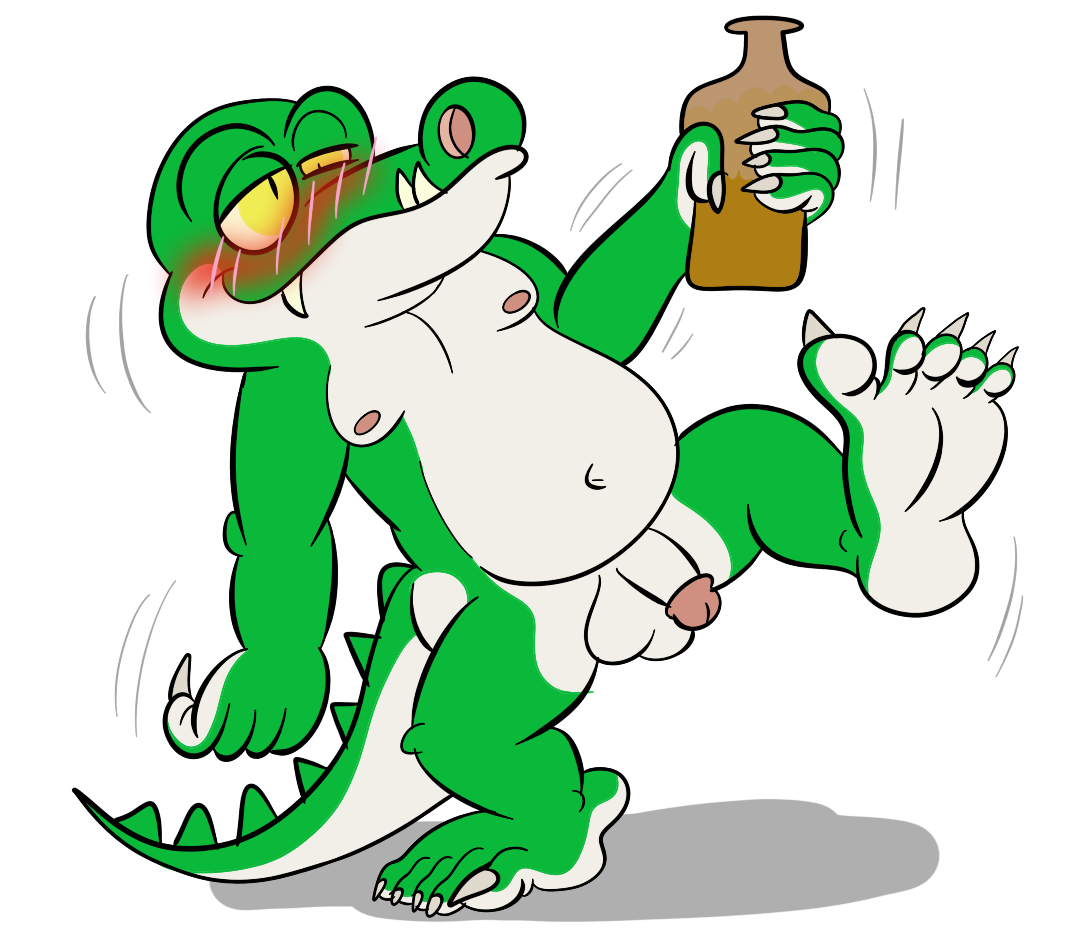 Tipsy Drunk Naked Crocodile by Cregon < Submission | Inkbunny, the Furry  Art Community