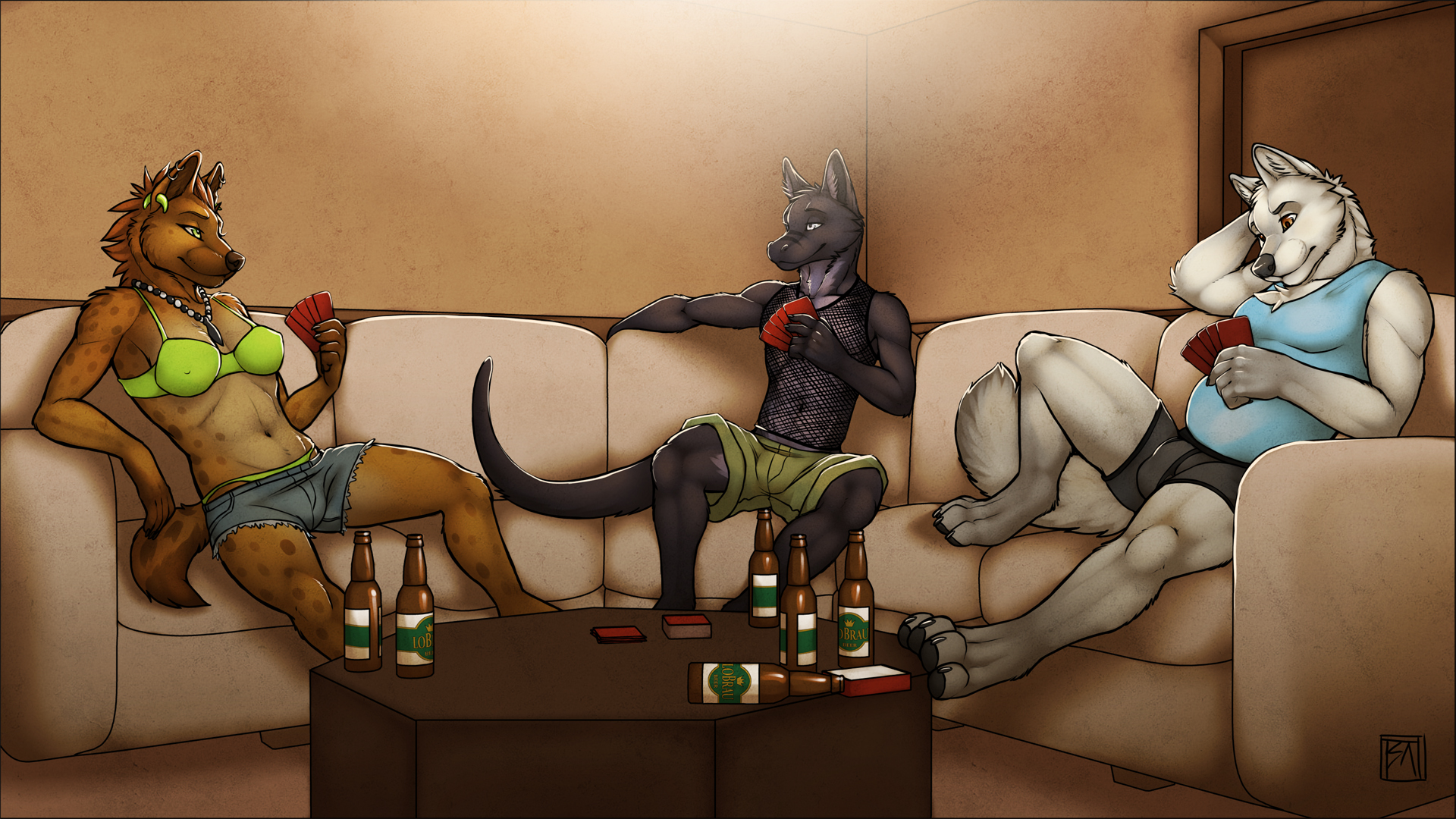 Strip Poker by tsaiwolf < Submission | Inkbunny, the Furry Art Community