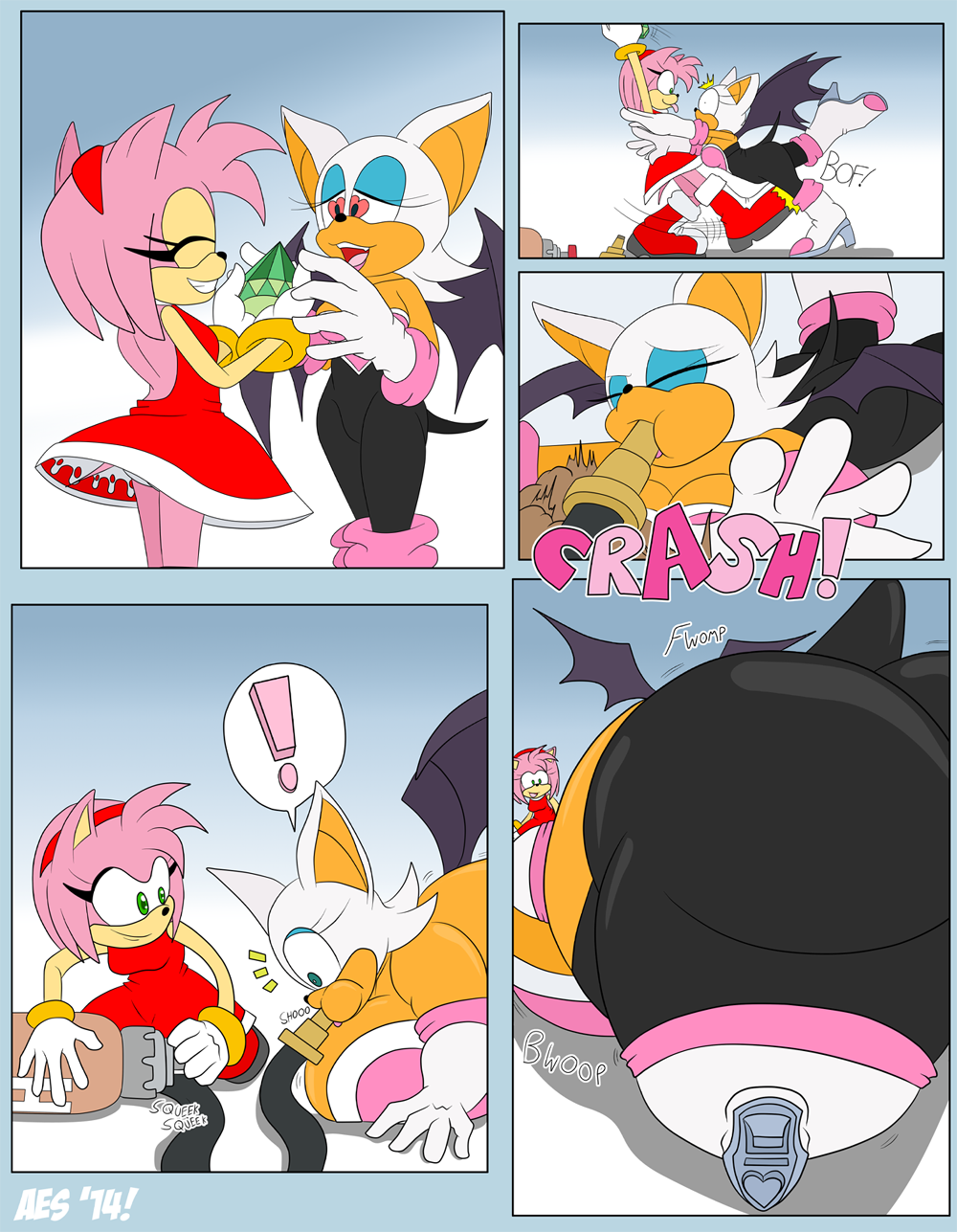 Amy & Rouge: Body Inflation Pg. 01 by CreatureOfWhim < Submission |  Inkbunny, the Furry Art Community