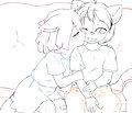 A kiss on the cheek, to end the week (Art by Mako Ruu) by TsunderePanda