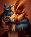 Mega Lucario X Mega Blaziken by Nurinaki